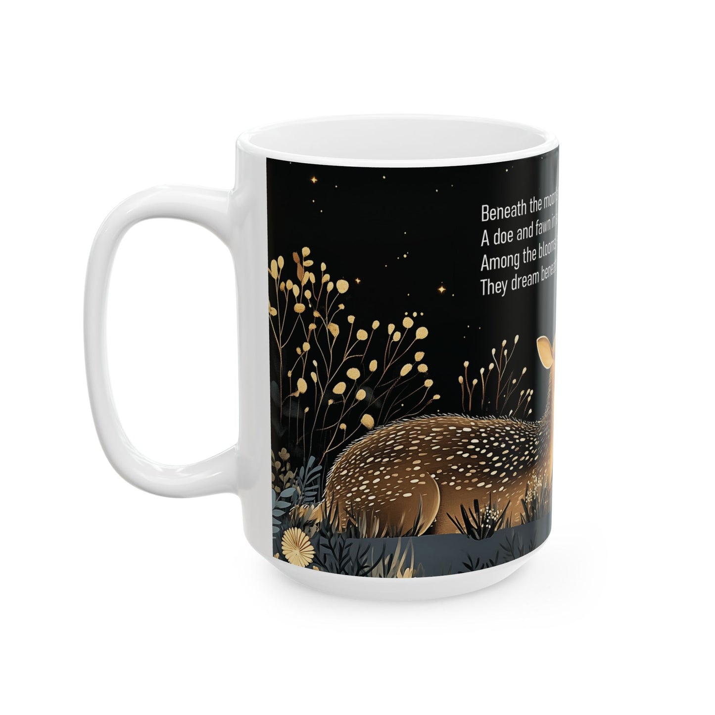 Golden Moonlit Deer Ceramic Mug