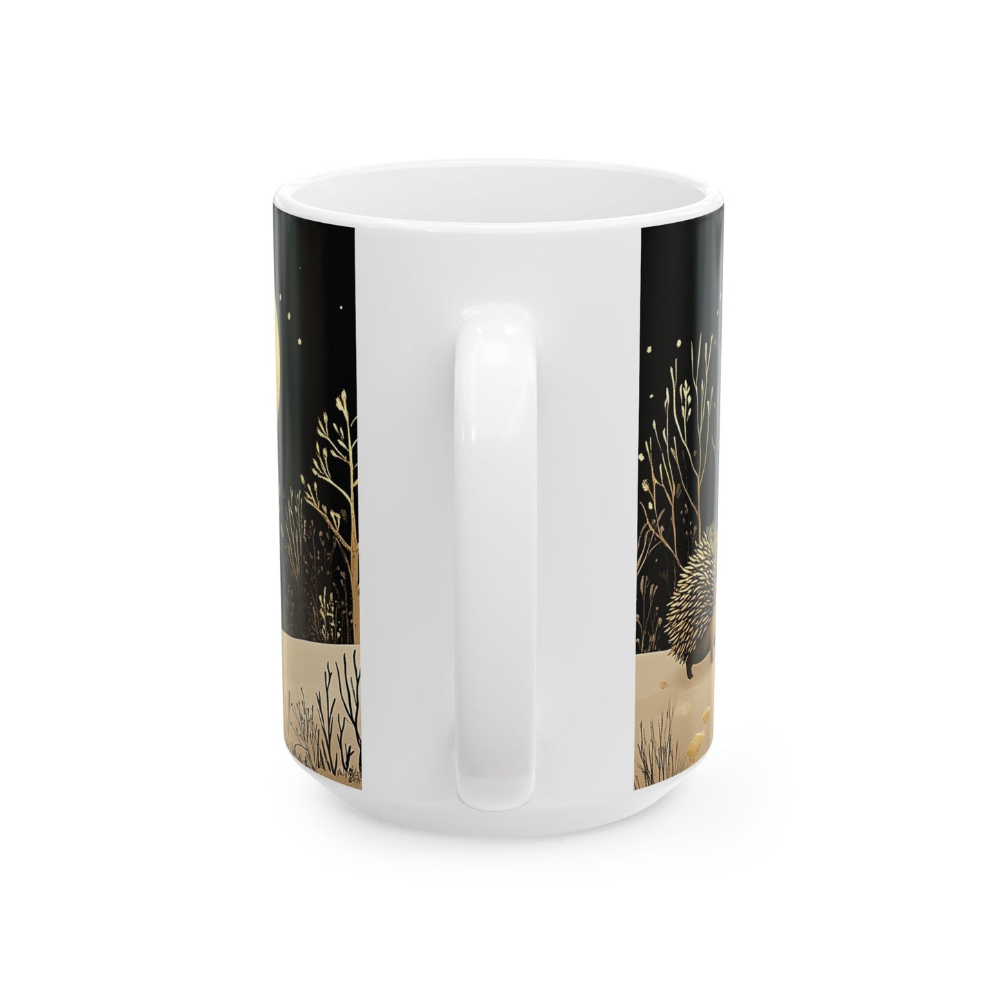 Golden Moonlit Hedgehogs Ceramic Mug