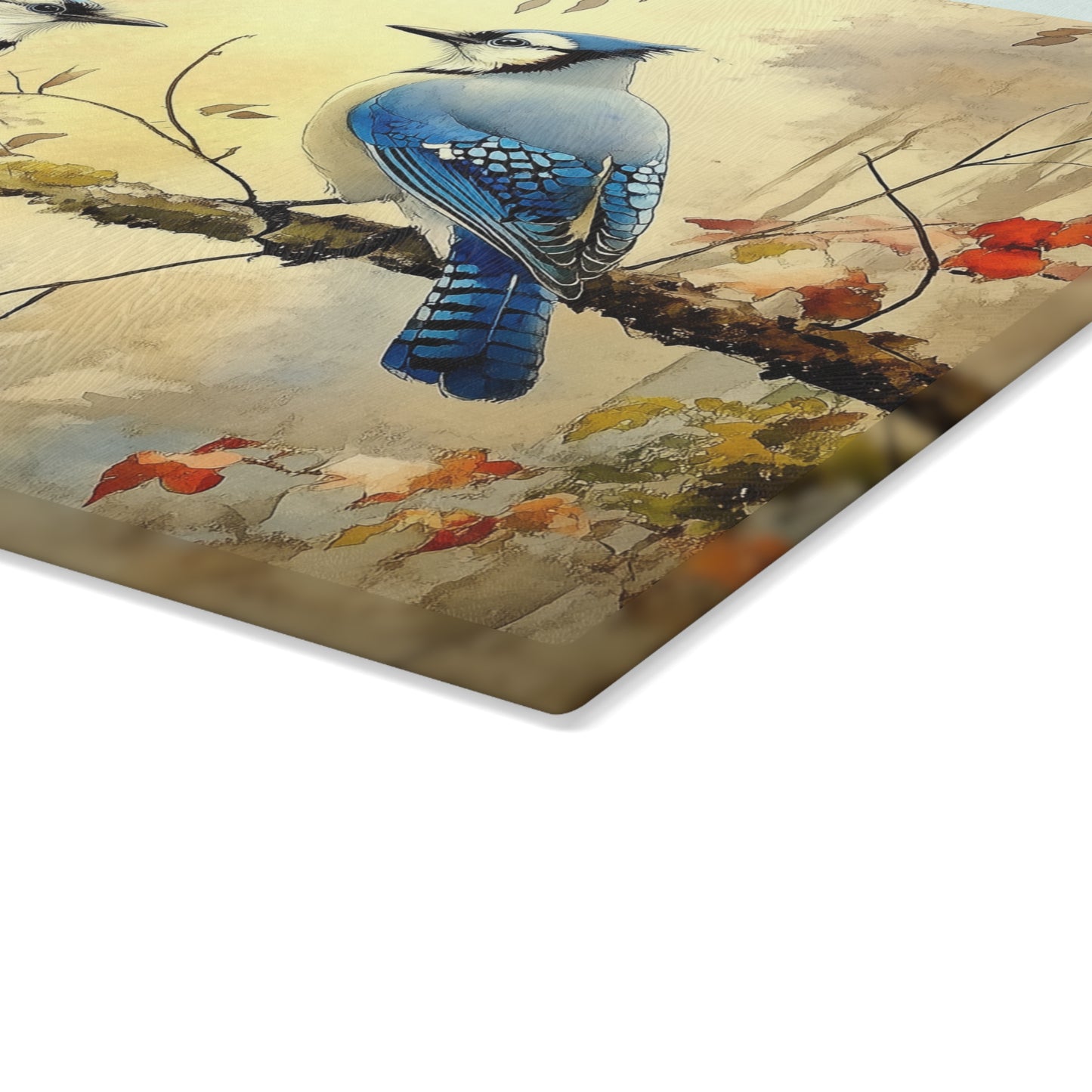Blue Jay Tempered Glass Cutting Board, Nature-inspired Kitchen Decor, Bird Lover Gift, Housewarming Gift, Cooking Enthusiasts Gift