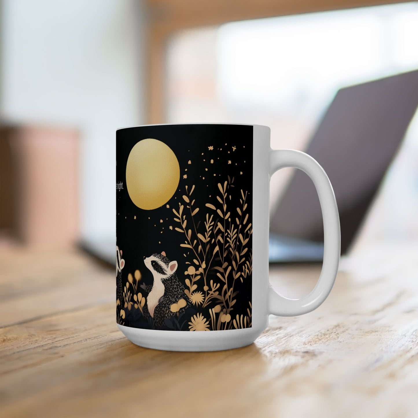 Golden Moonlit Raccoons Ceramic Mug