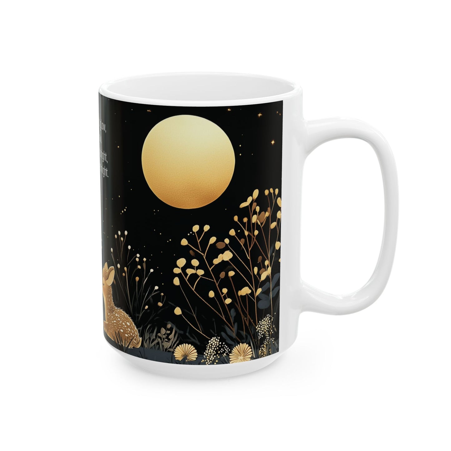 Golden Moonlit Deer Ceramic Mug