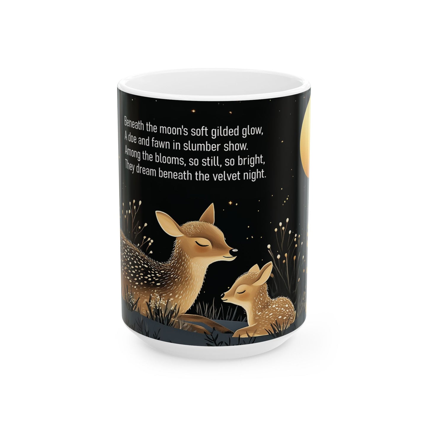 Golden Moonlit Deer Ceramic Mug