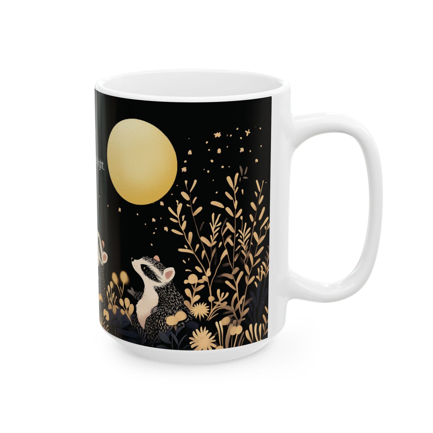 Golden Moonlit Raccoons Ceramic Mug