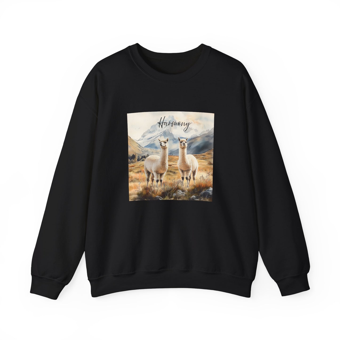 Alpaca Harmony Nature-inspired Crewneck Black