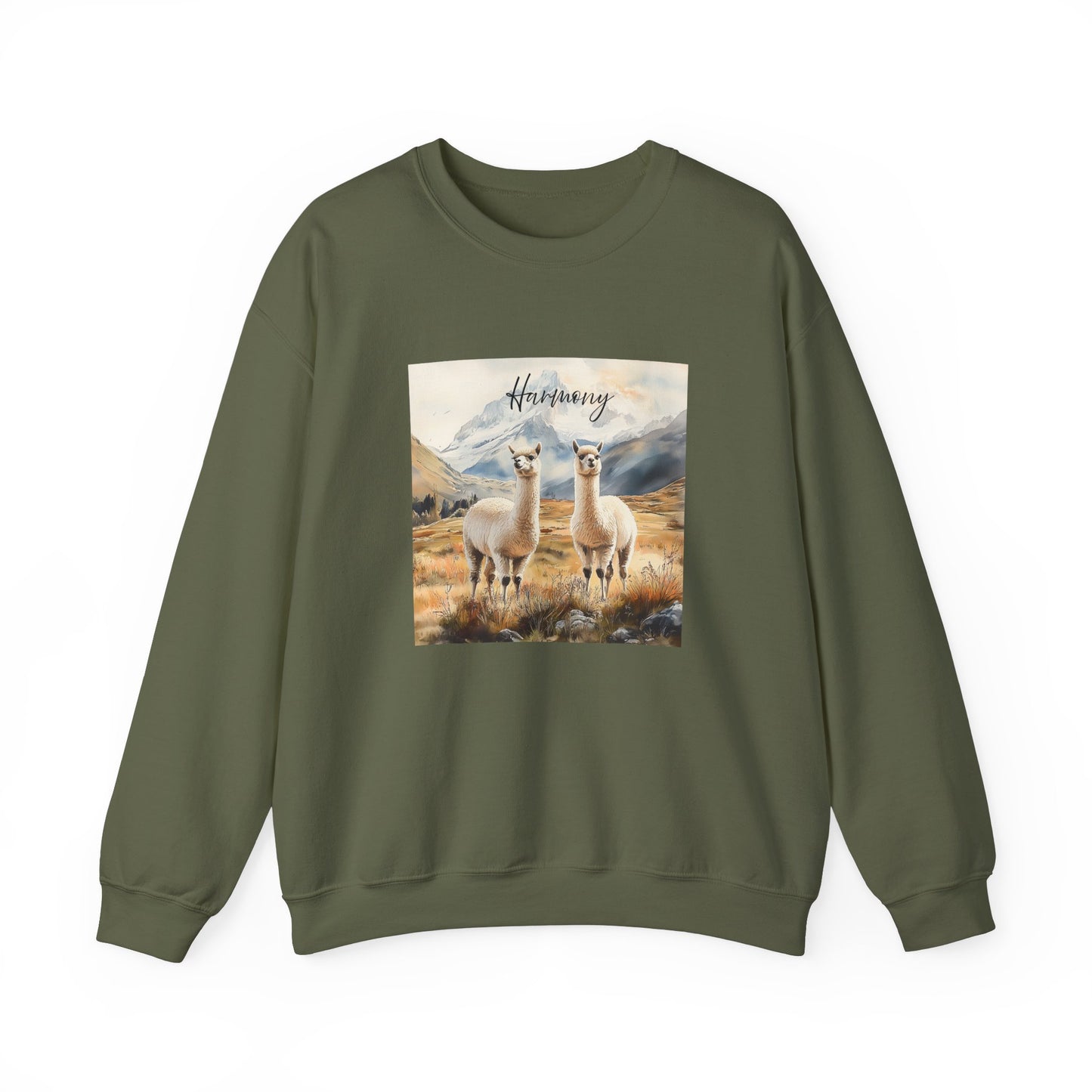 Alpaca Harmony Nature-inspired Crewneck Military Green