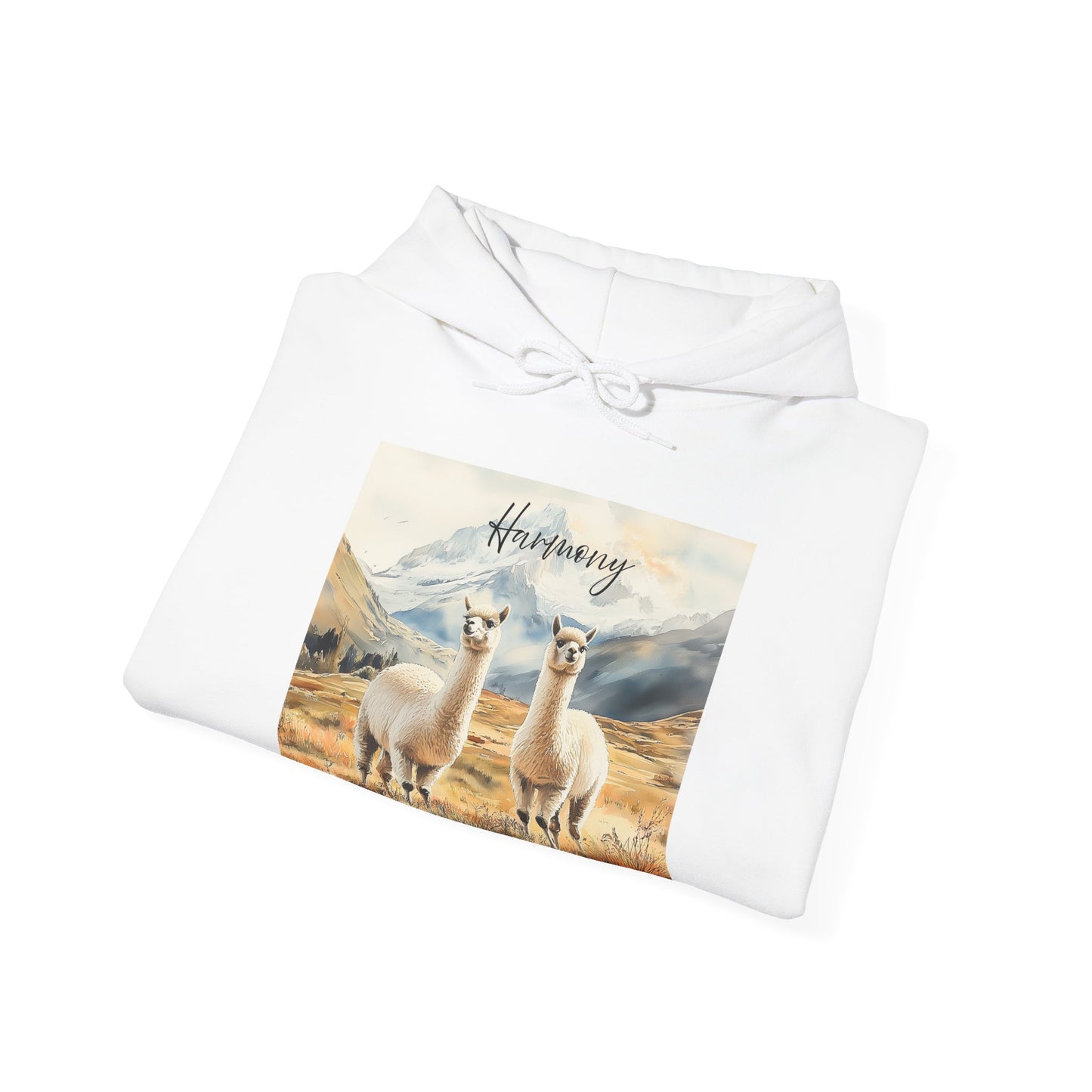 Alpaca Harmony Nature-inspired Hooded White - Folded