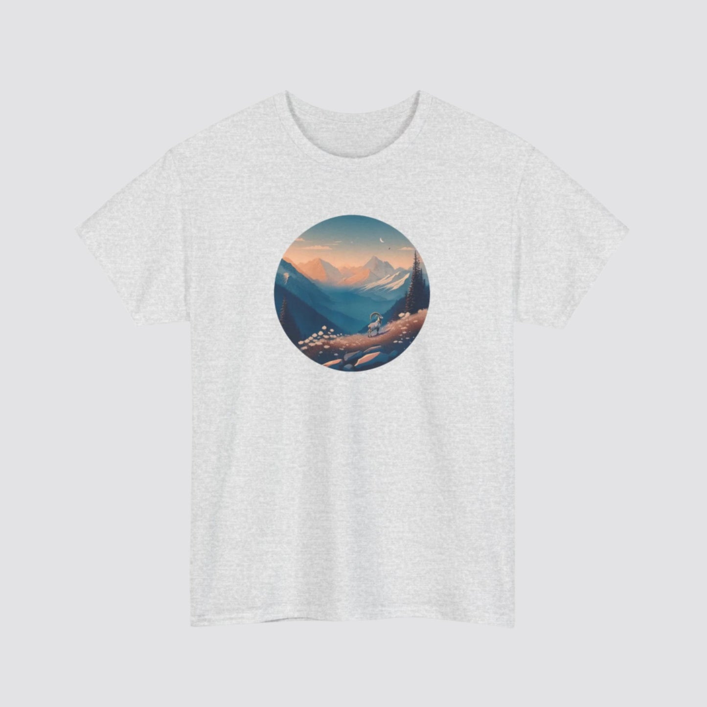 Alpine Mountain Goat Nature-inspired T-shirt Ash
