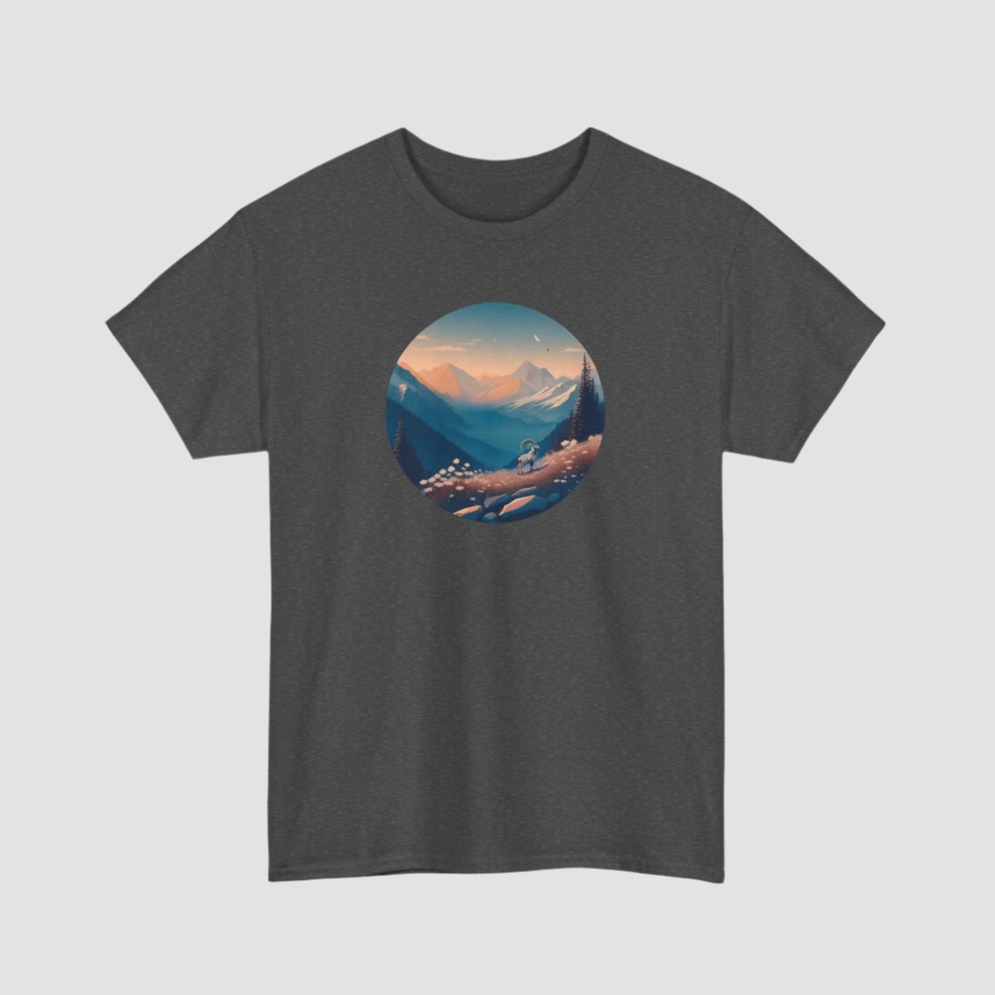 Alpine Mountain Goat Nature-inspired T-shirt Dark Heather
