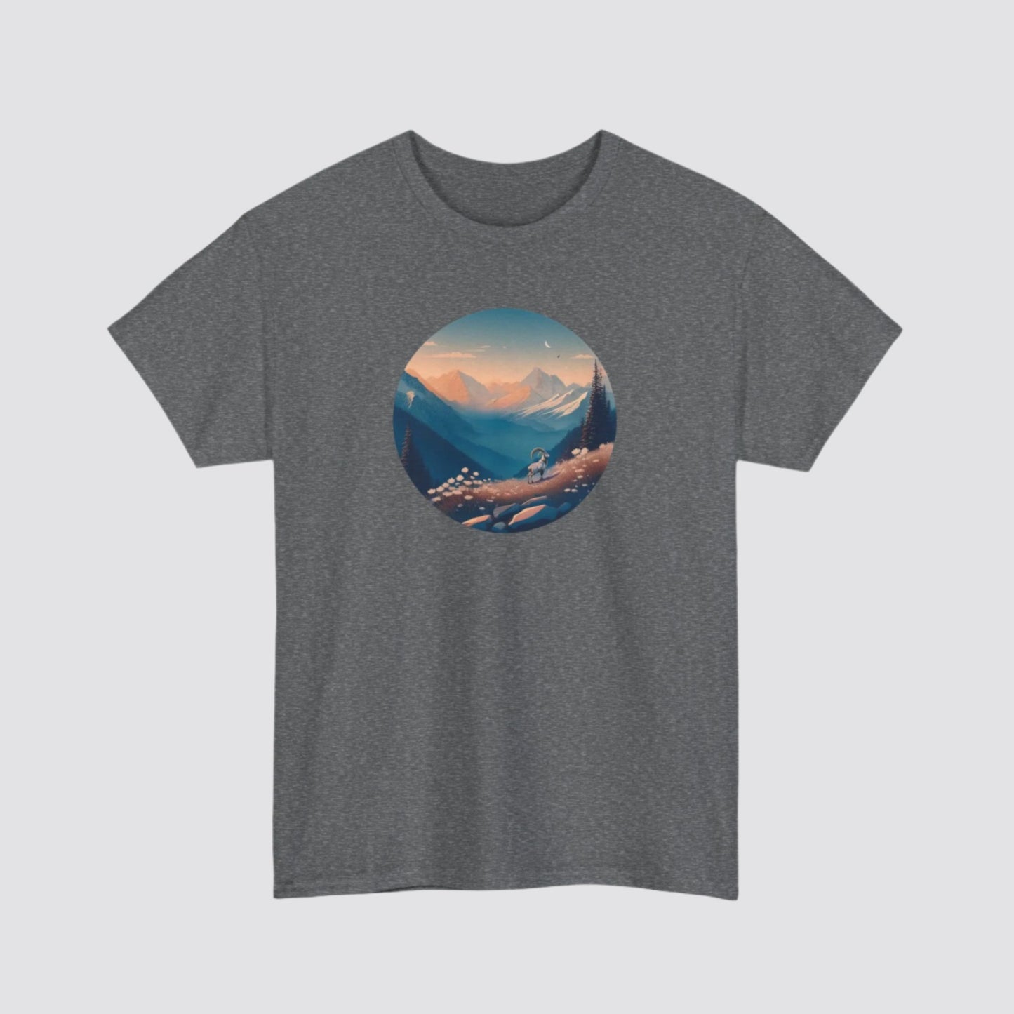 Alpine Mountain Goat Nature-inspired T-shirt Graphite Heather