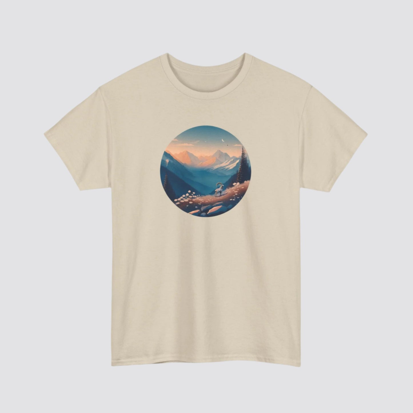 Alpine Mountain Goat Nature-inspired T-shirt Sand