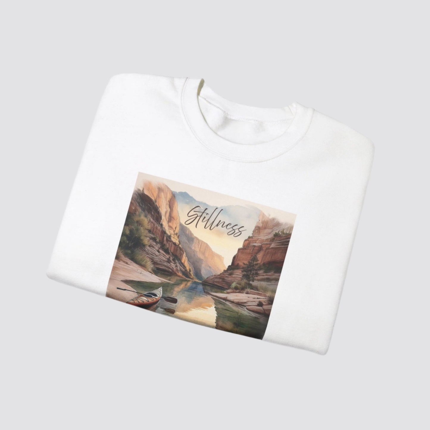 Canyon Kayak Nature-inspired Crewneck White - Folded