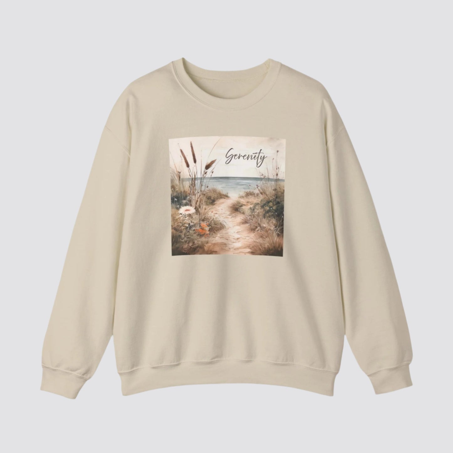 Coastal Serenity Nature-inspired Crewneck Sand