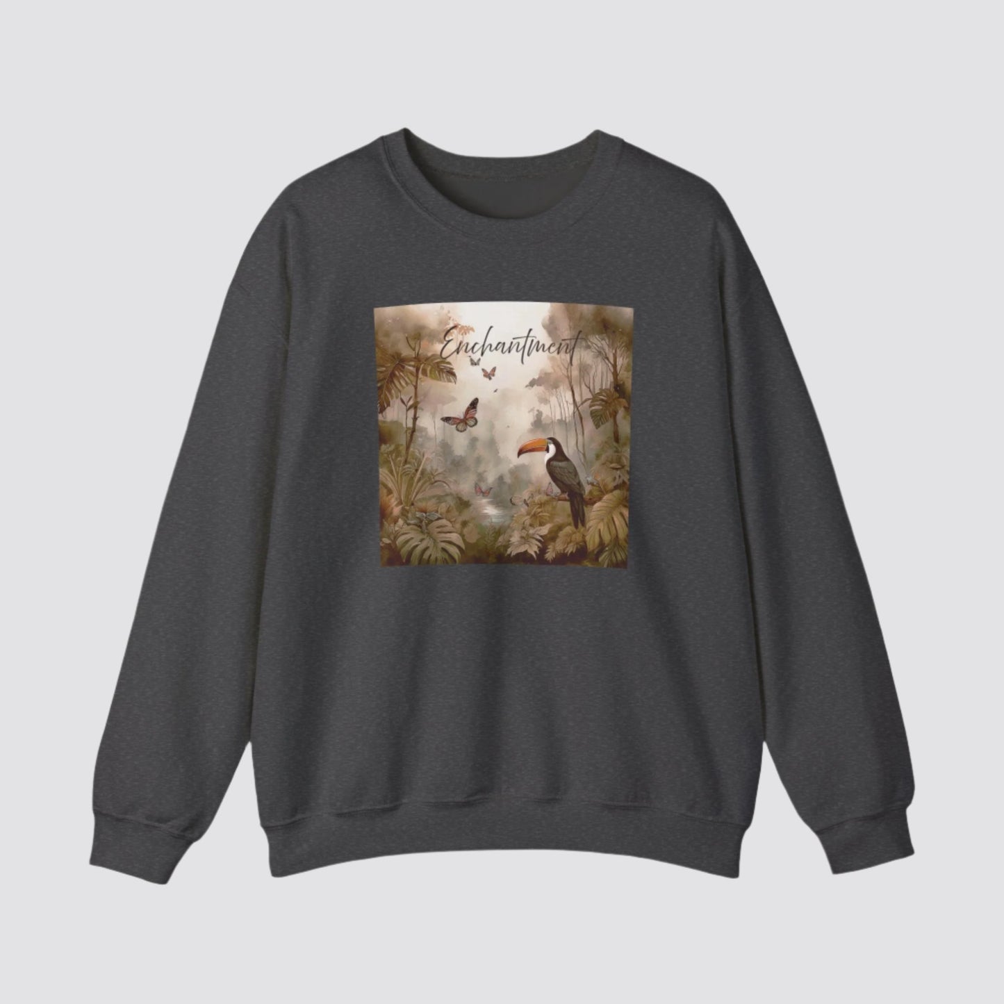 Enchanted Rainforest Nature-inspired Crewneck Dark Heather