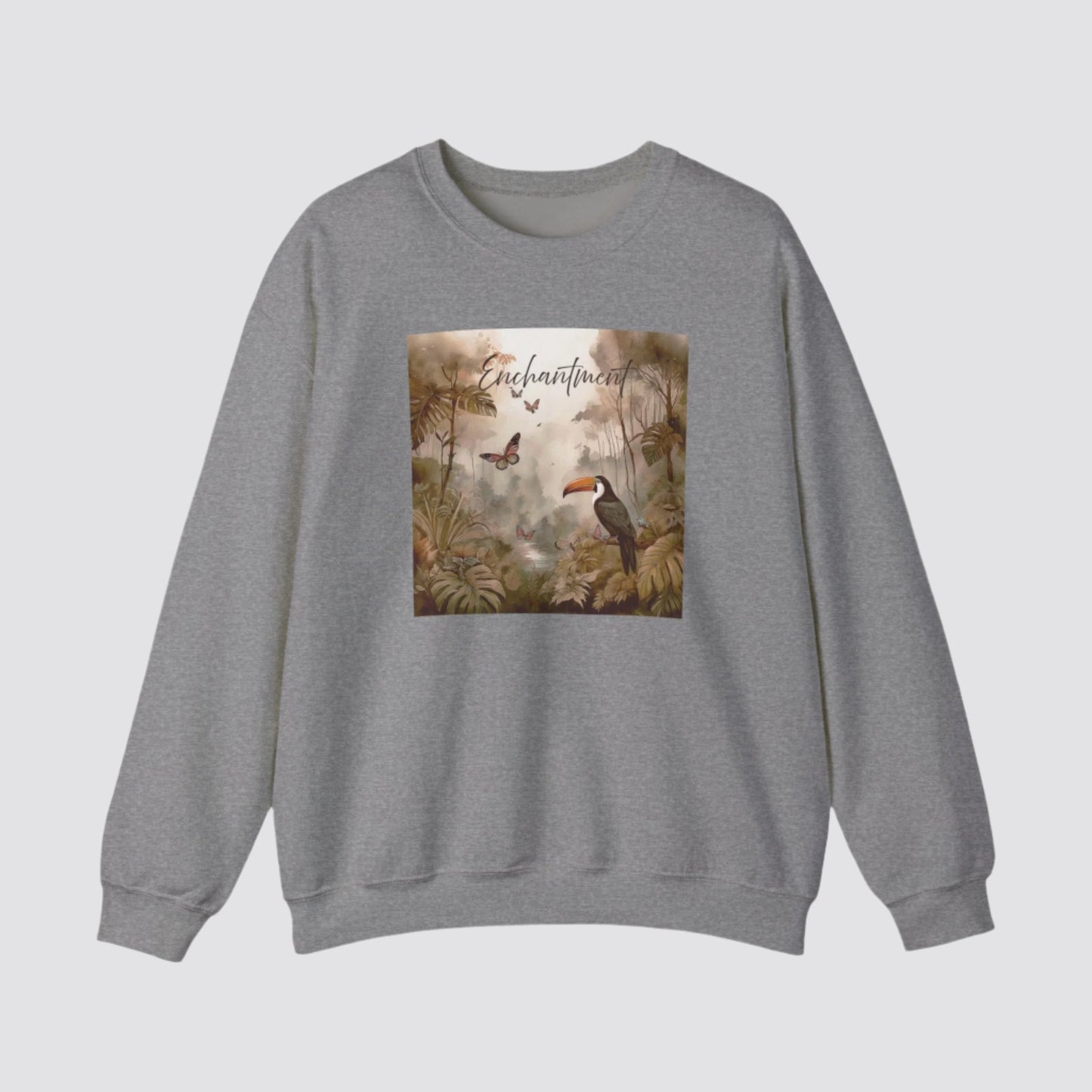 Enchanted Rainforest Nature-inspired Crewneck Graphite Heather