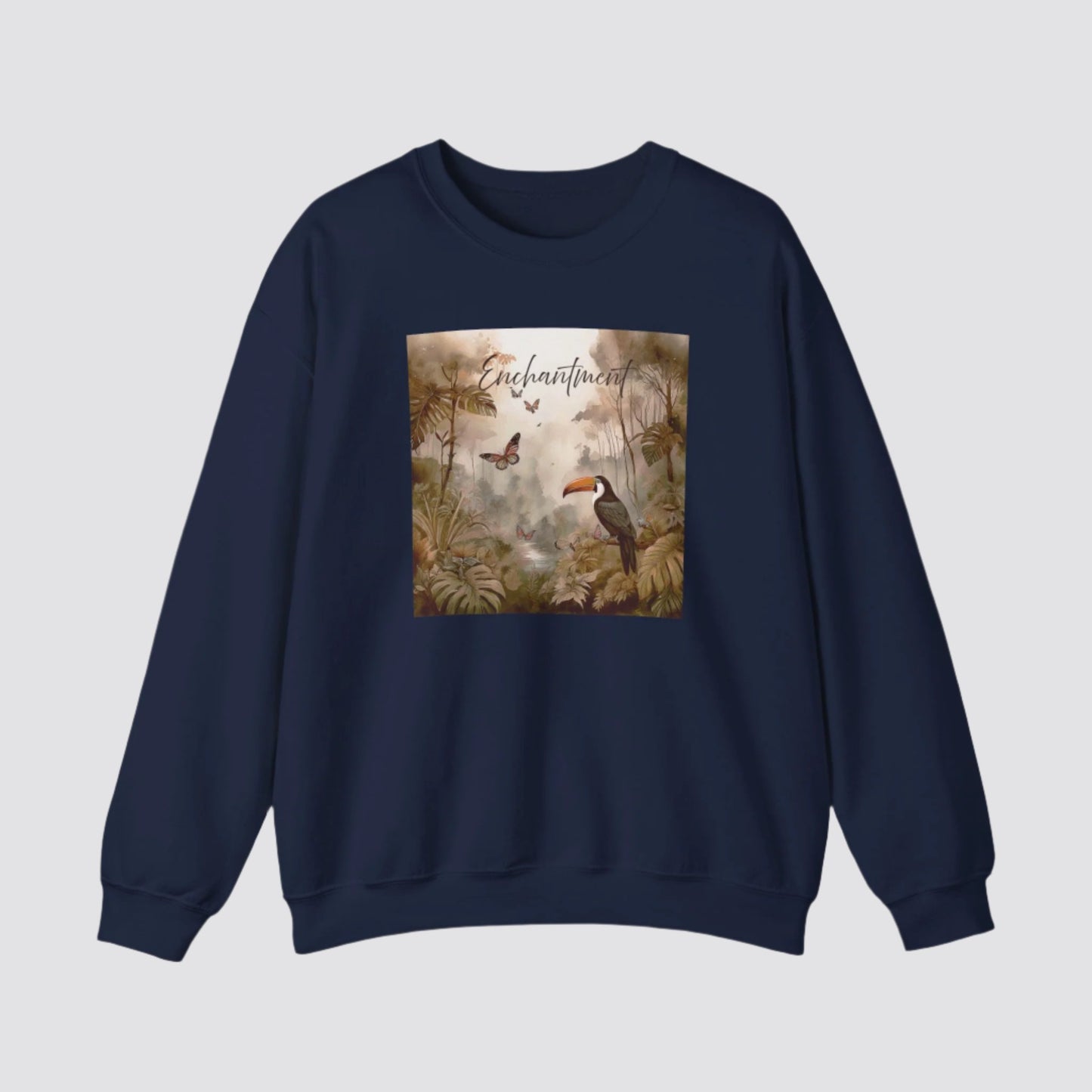 Enchanted Rainforest Nature-inspired Crewneck Navy
