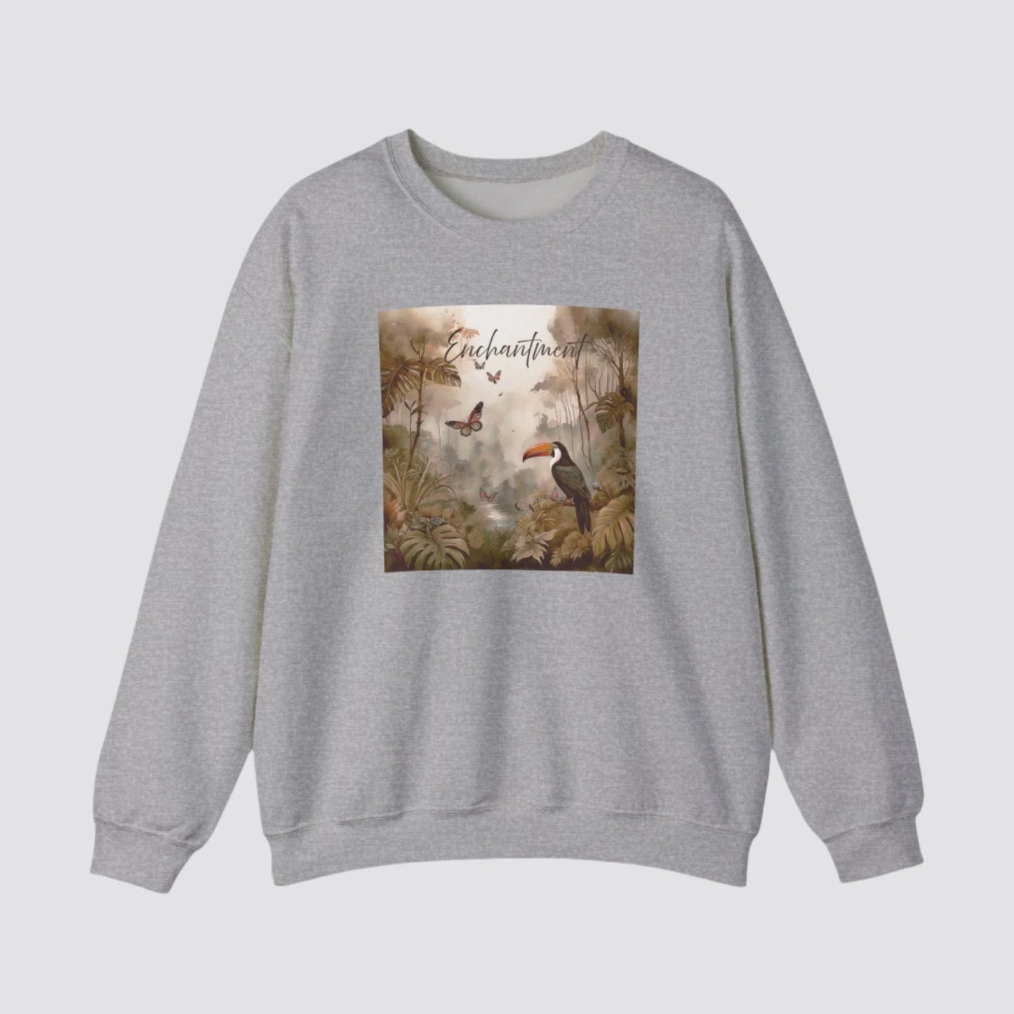 Enchanted Rainforest Nature-inspired Crewneck Sport Grey