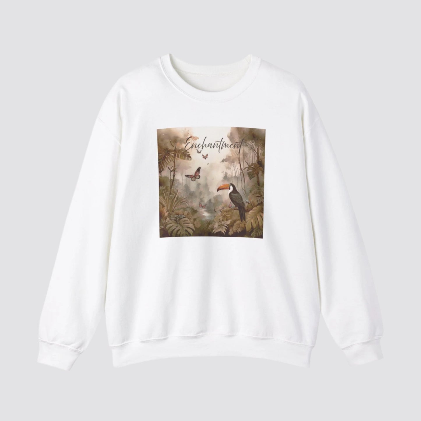 Enchanted Rainforest Nature-inspired Crewneck White