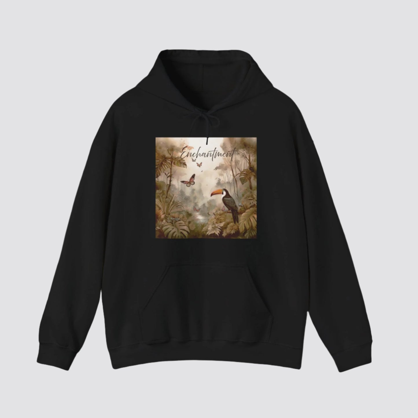 Enchanted Rainforest Nature-inspired Hooded Black