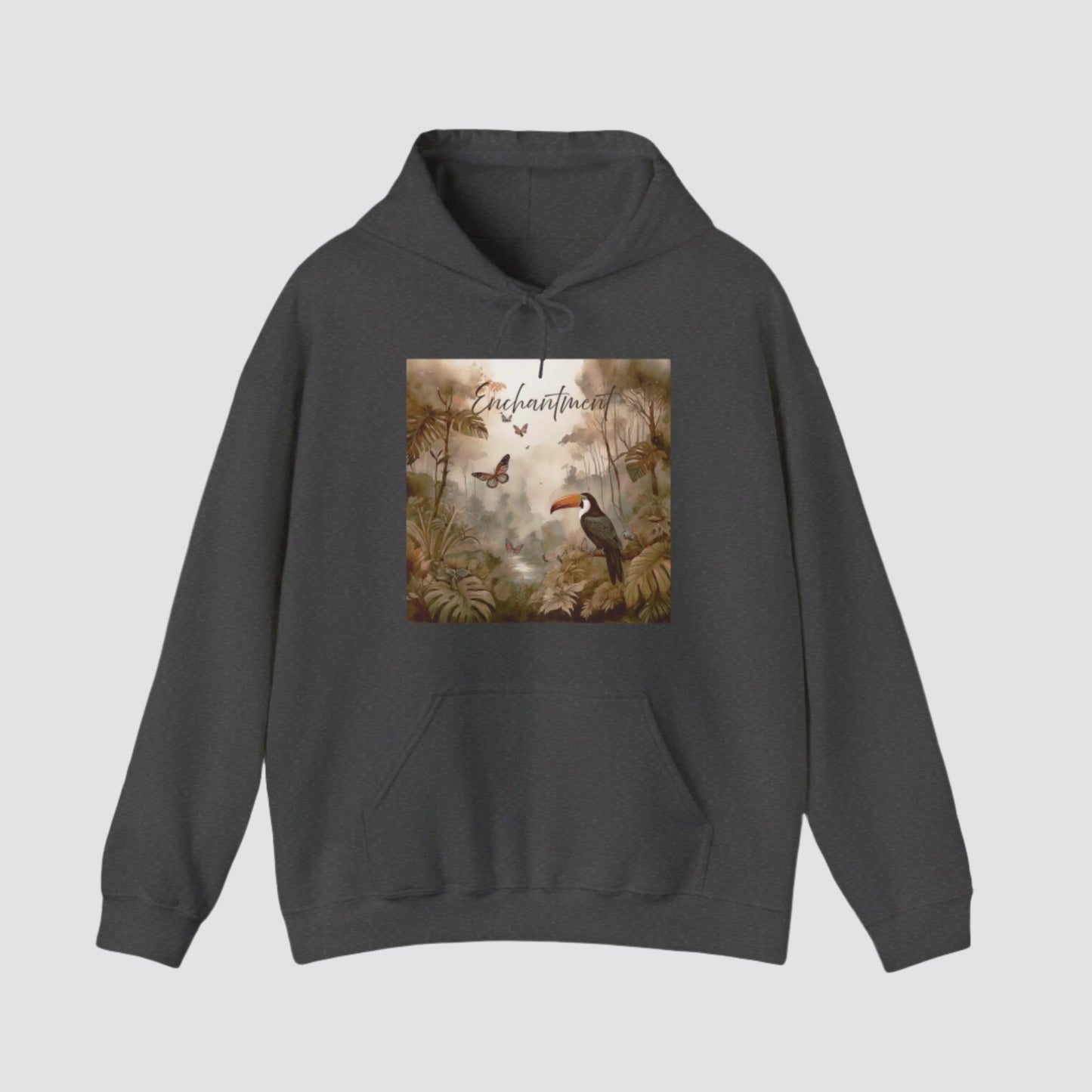 Enchanted Rainforest Nature-inspired Hooded Dark Heather