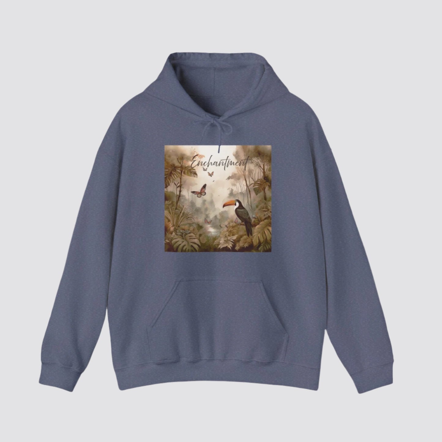 Enchanted Rainforest Nature-inspired Hooded Heather Navy