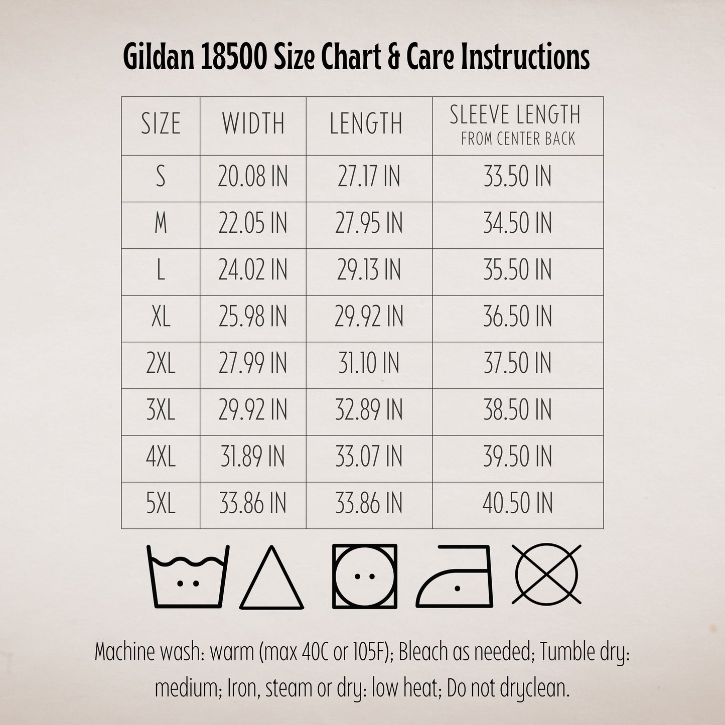 Hooded Sweatshirt Care Instruction