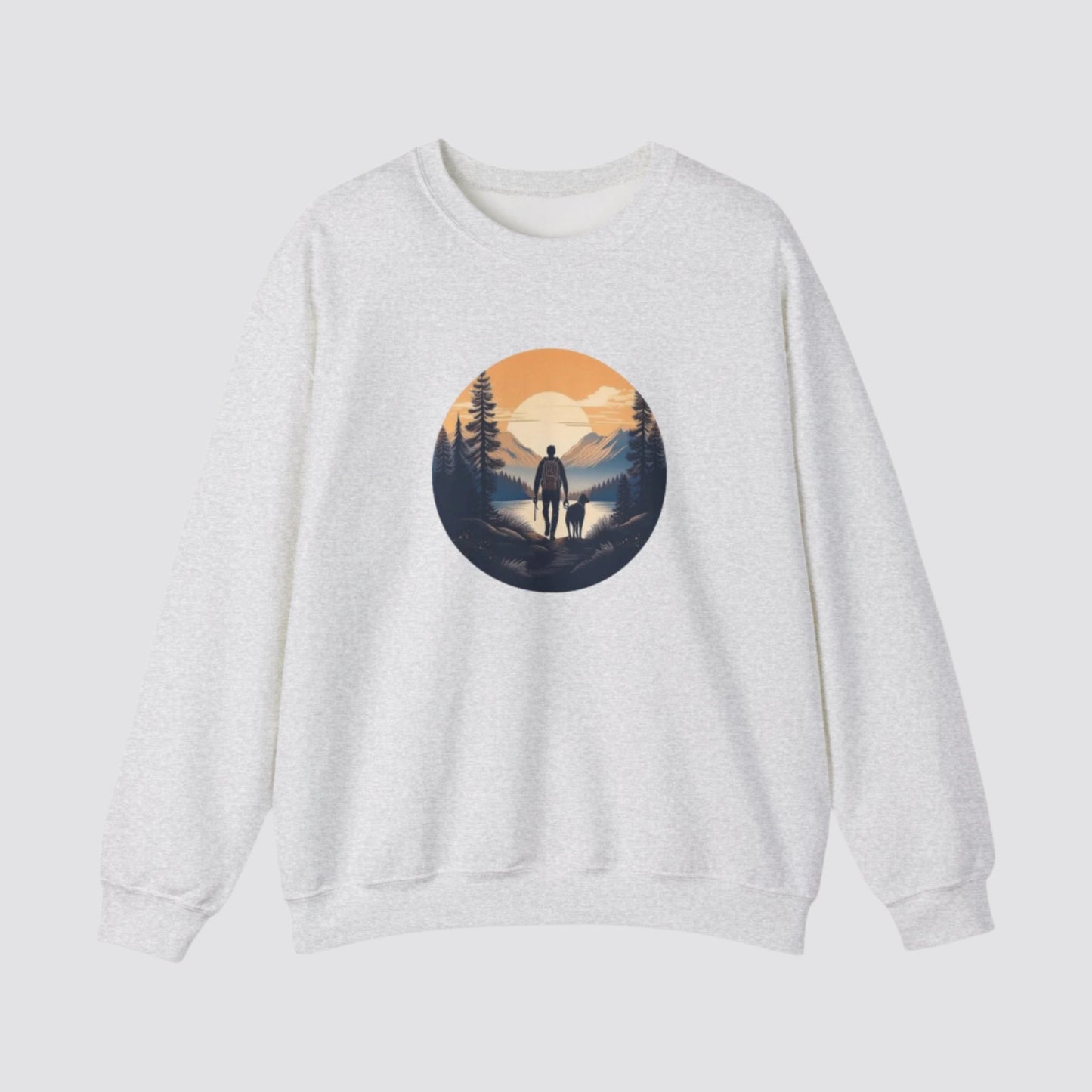 Hiking at Sunset Nature-inspired Crewneck Ash
