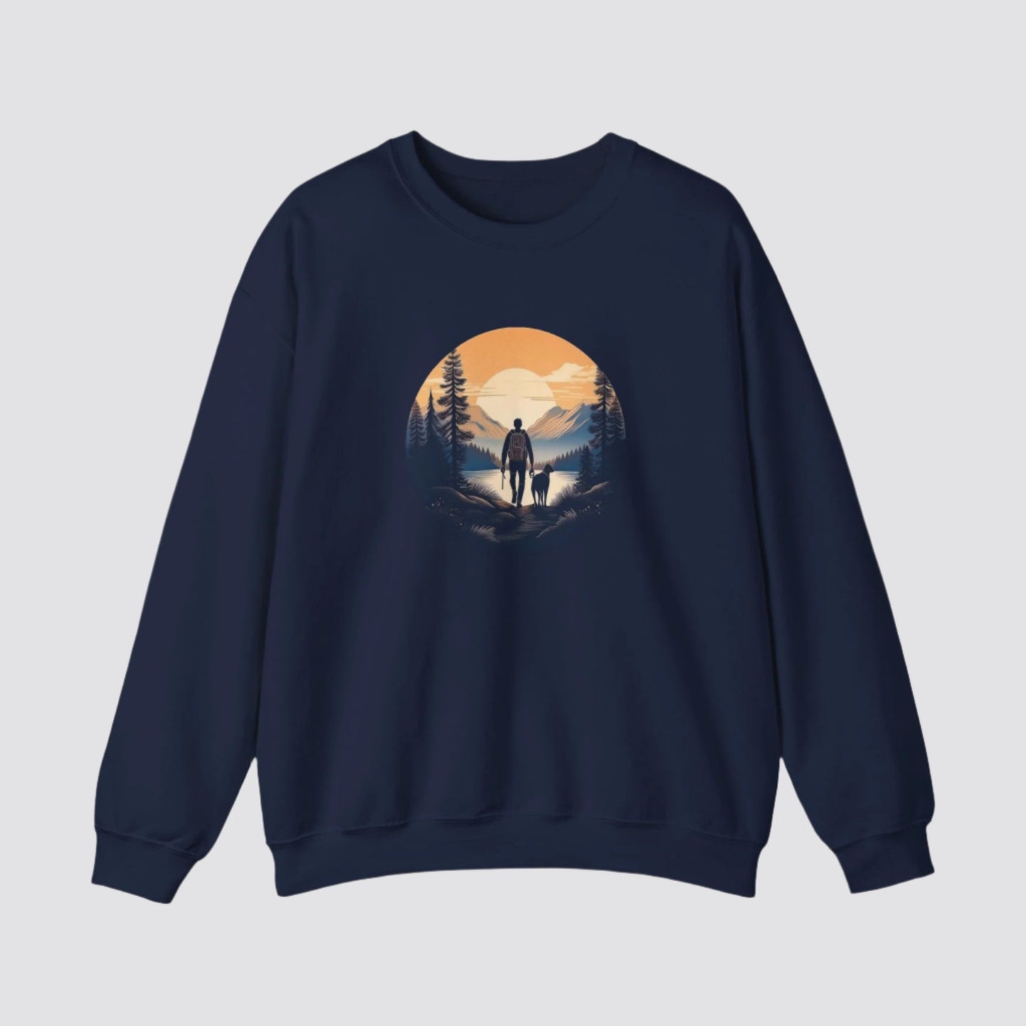 Hiking at Sunset Nature-inspired Crewneck Navy
