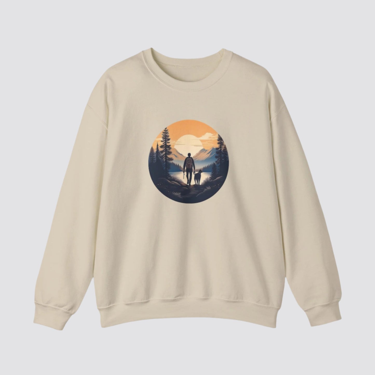 Hiking at Sunset Nature-inspired Crewneck Sand