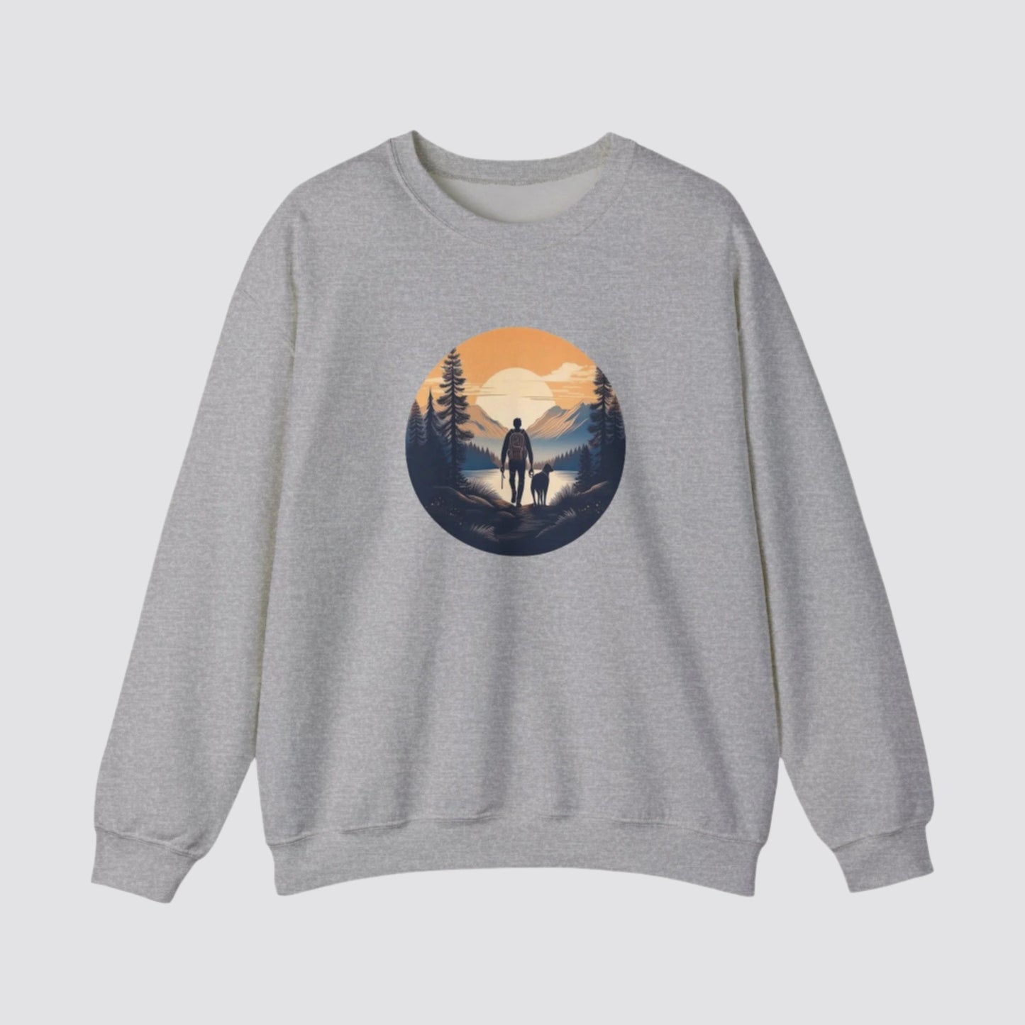 Hiking at Sunset Nature-inspired Crewneck Sport Grey