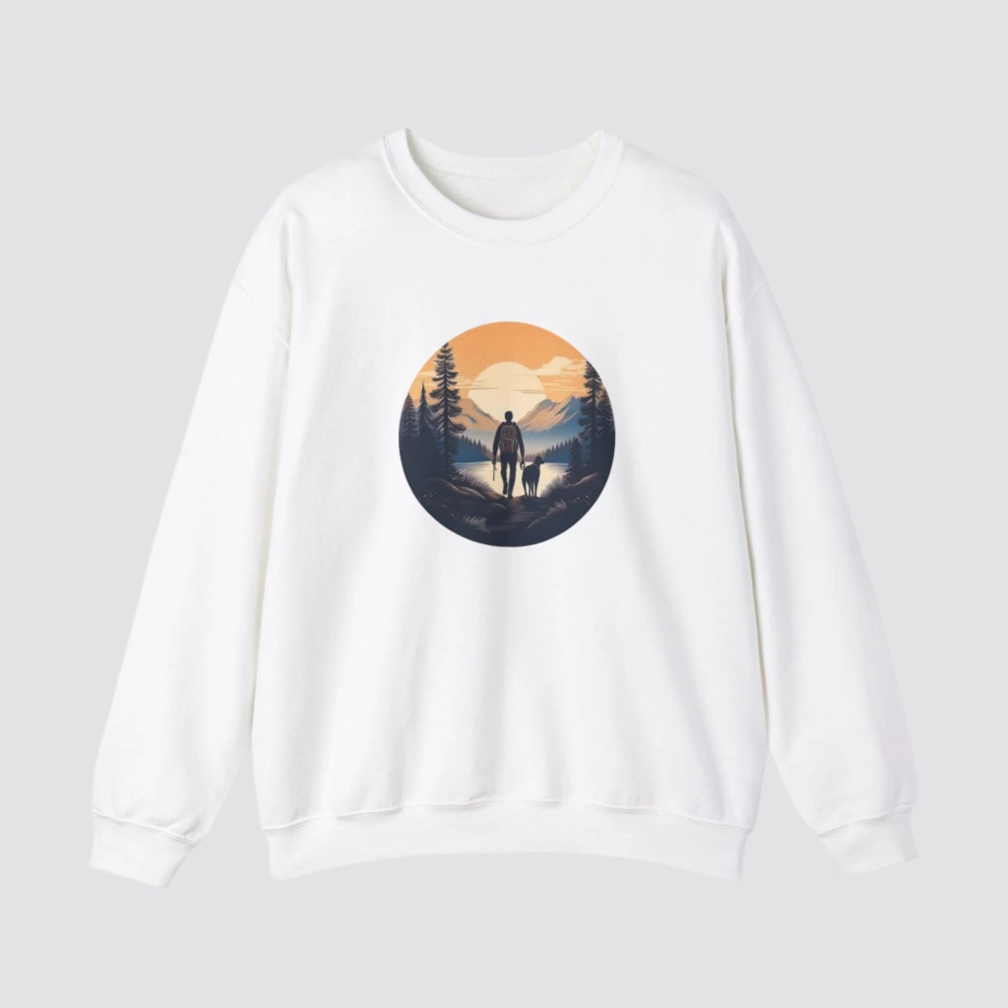 Hiking at Sunset Nature-inspired Crewneck White