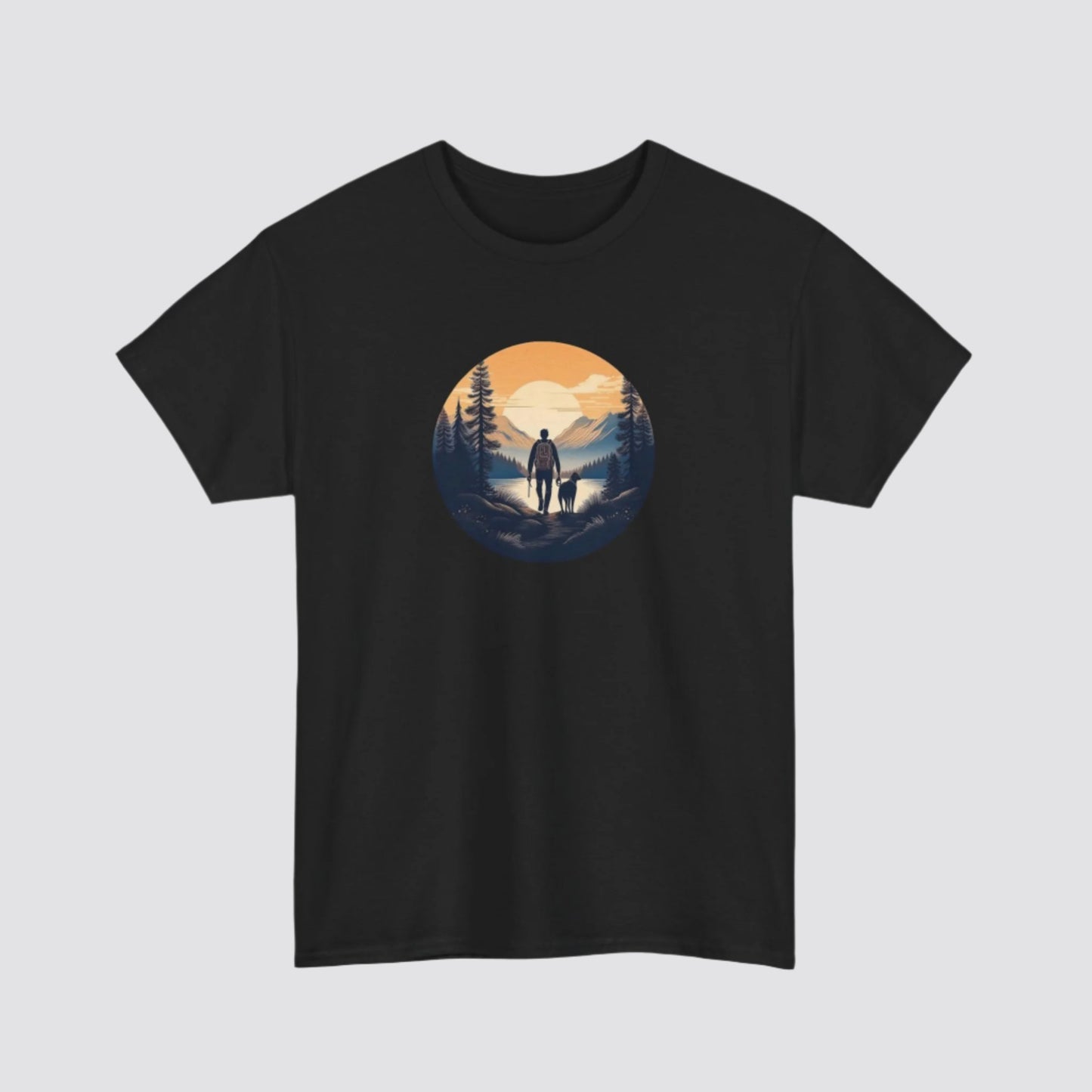 Hiking at Sunset Nature-inspired T-shirt Black