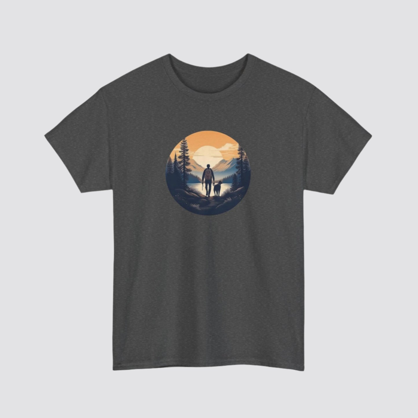 Hiking at Sunset Nature-inspired T-shirt Dark Heather