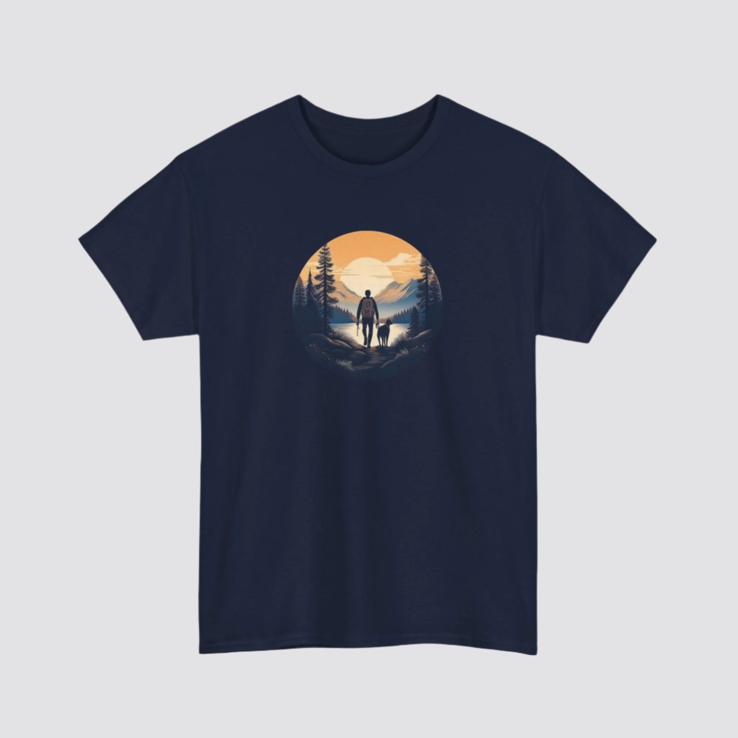 Hiking at Sunset Nature-inspired T-shirt Navy