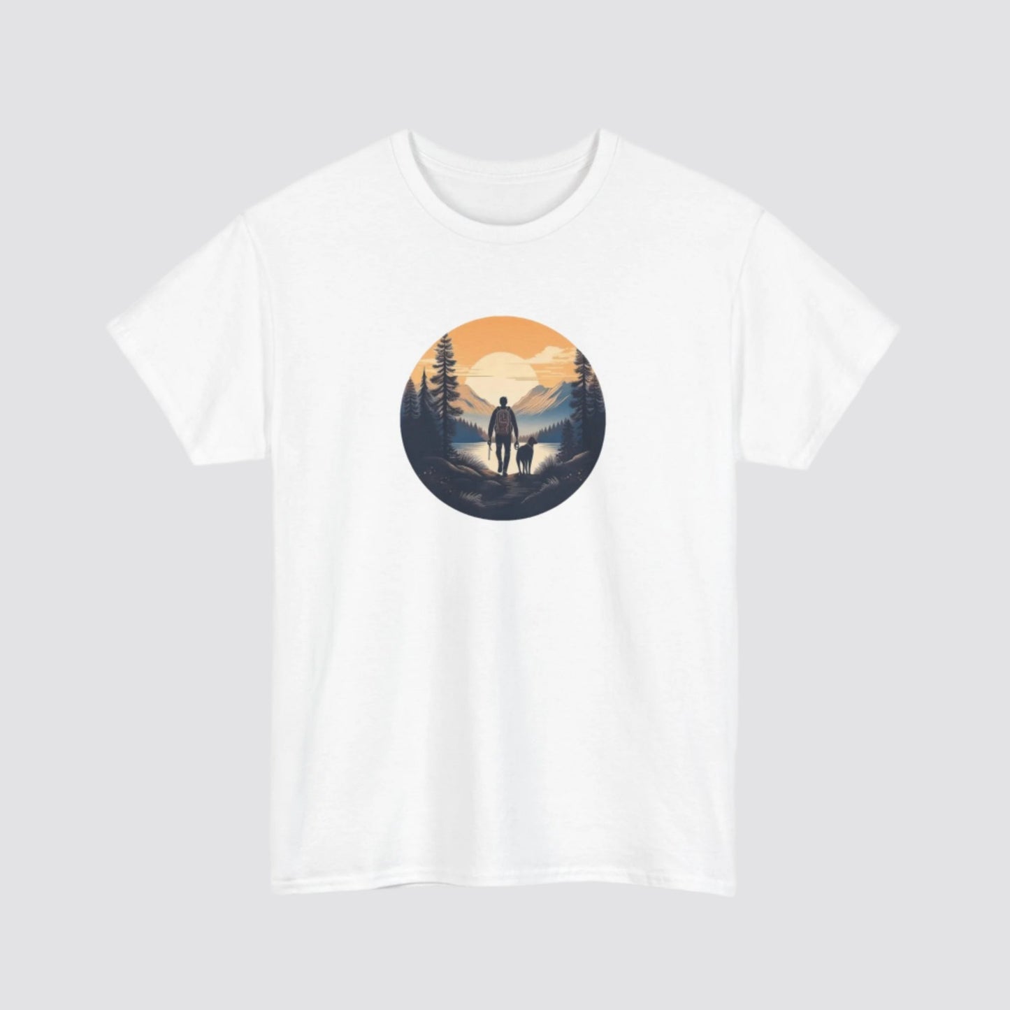 Hiking at Sunset Nature-inspired T-shirt White
