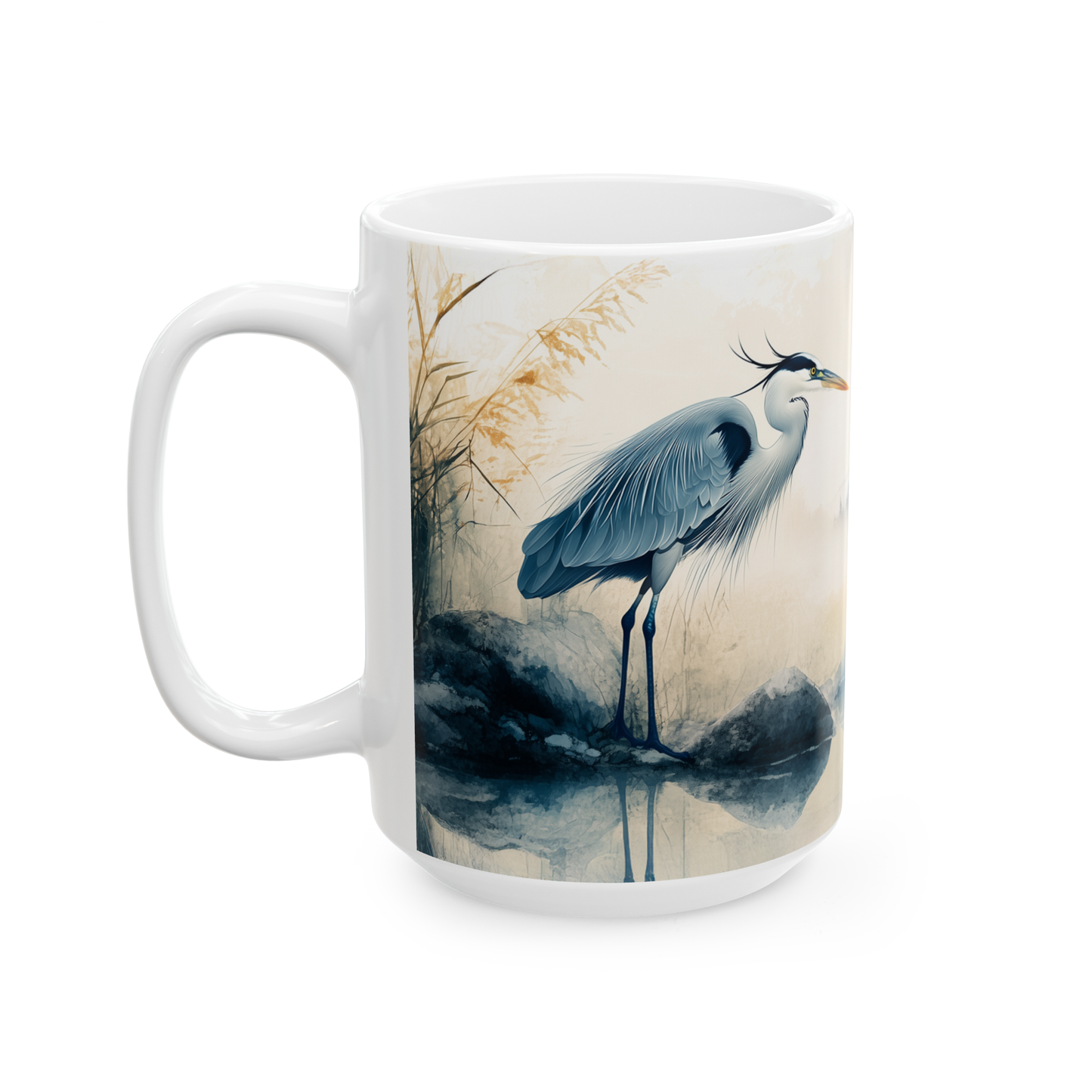 Blue Heron 15 oz Mug & Handmade Gift Box – Perfect Gift for Bird Lovers