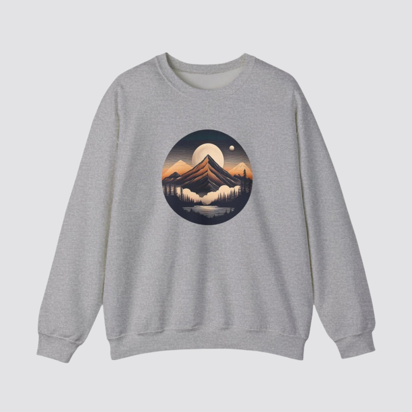 Mountain, Forest & Lake Nature-inspired Crewneck Sport Grey