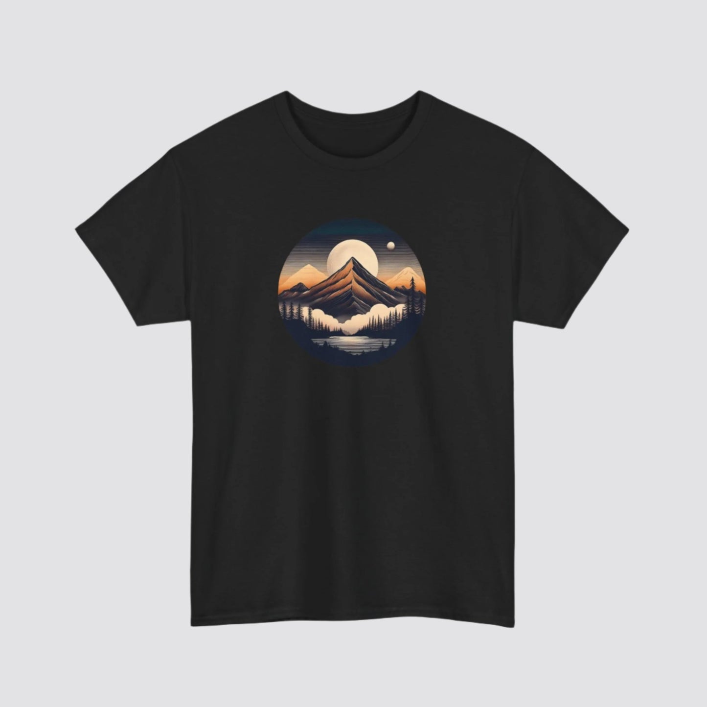 Mountain, Forest & Lake Nature-inspired T-shirt Black