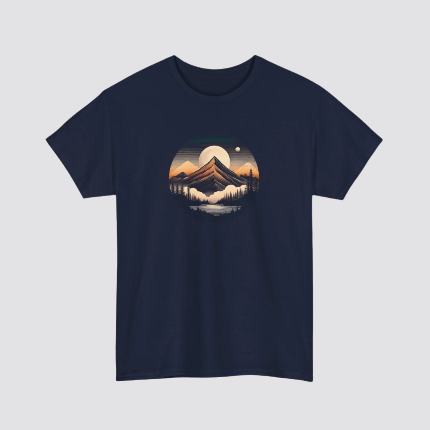Mountain, Forest & Lake Nature-inspired T-shirt Navy