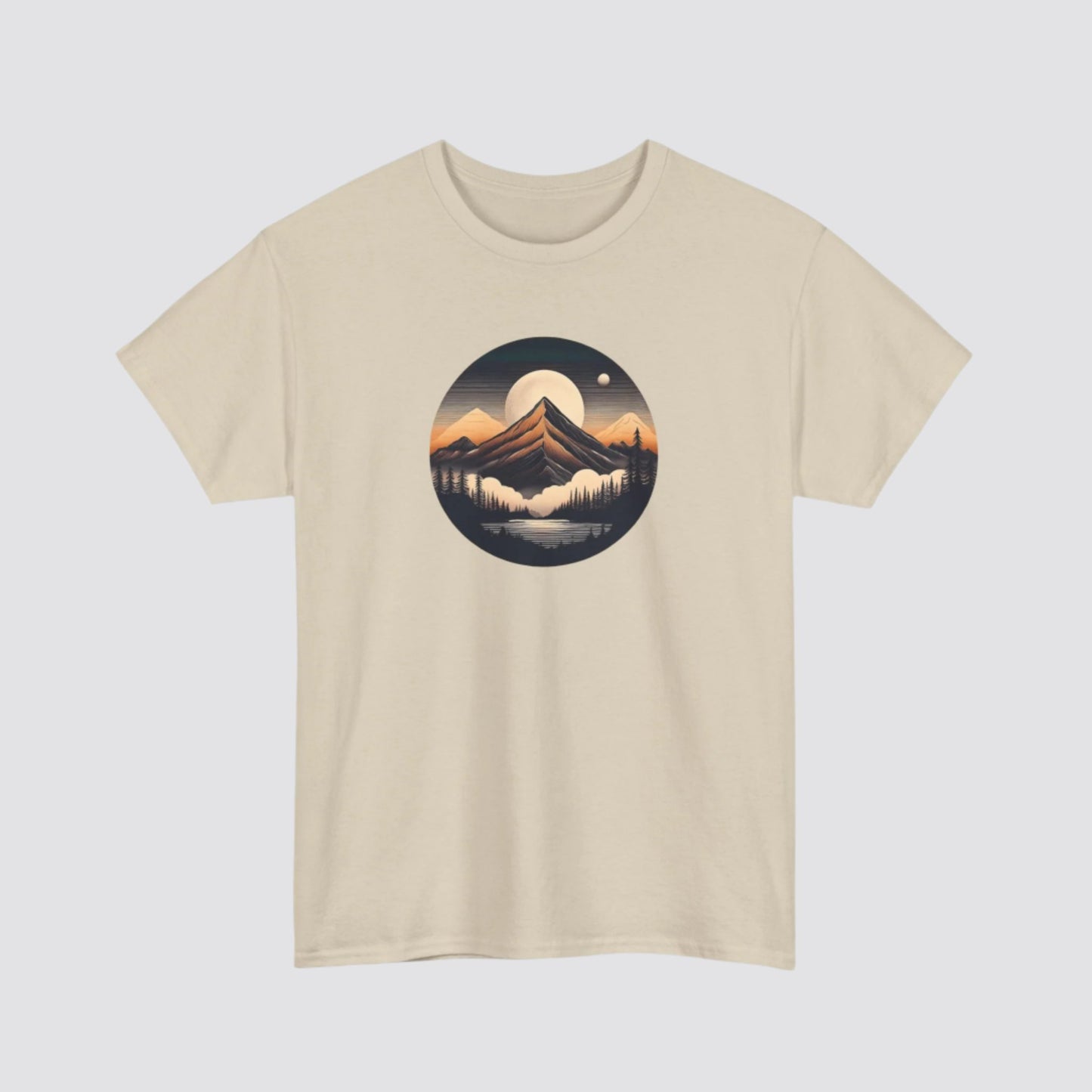 Mountain, Forest & Lake Nature-inspired T-shirt Sand