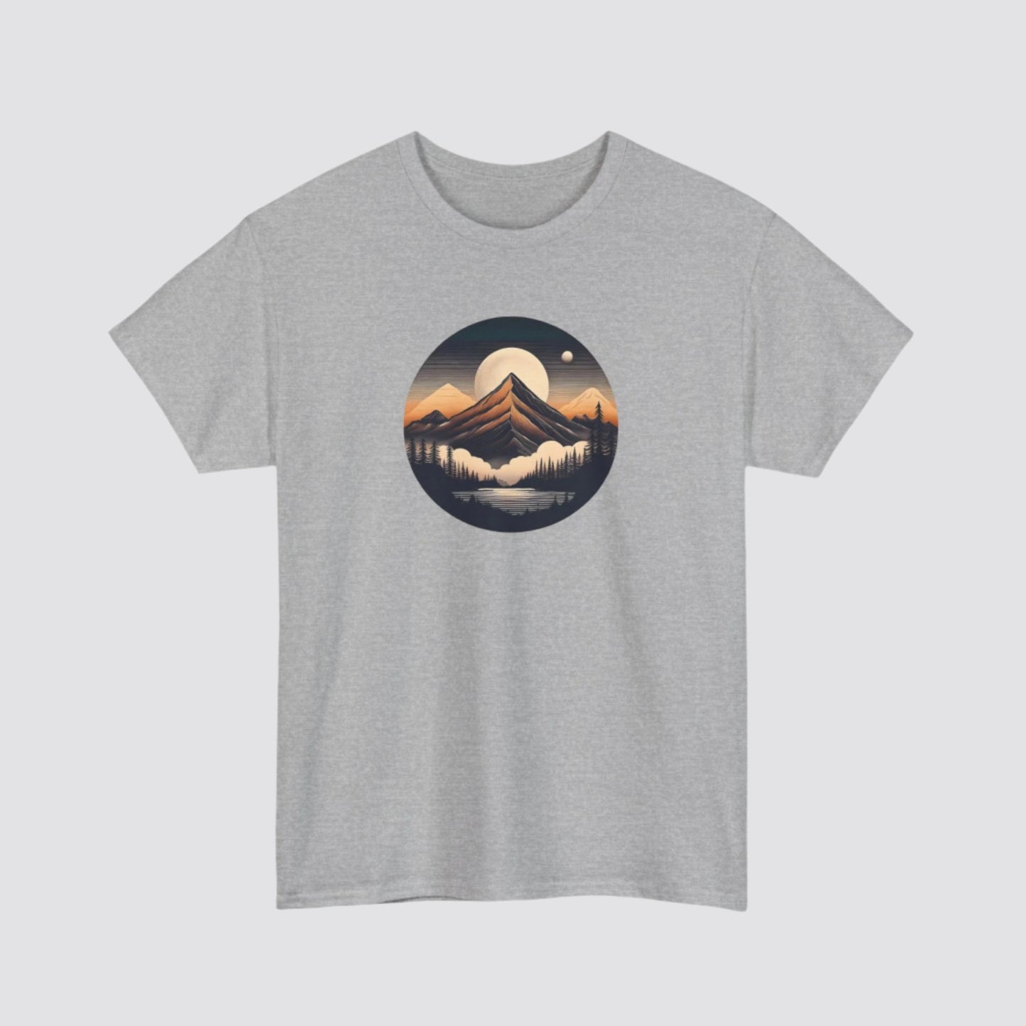 Mountain, Forest & Lake Nature-inspired T-shirt Sport Grey