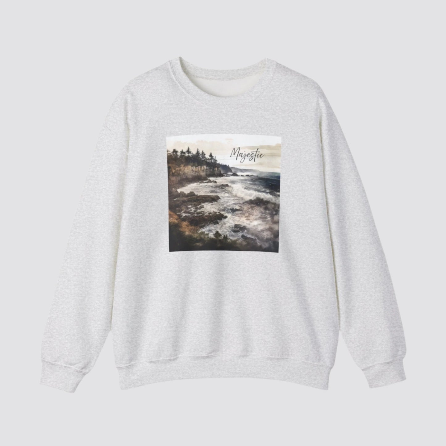 Ocean Wave Majesty Nature-inspired Crewneck Ash