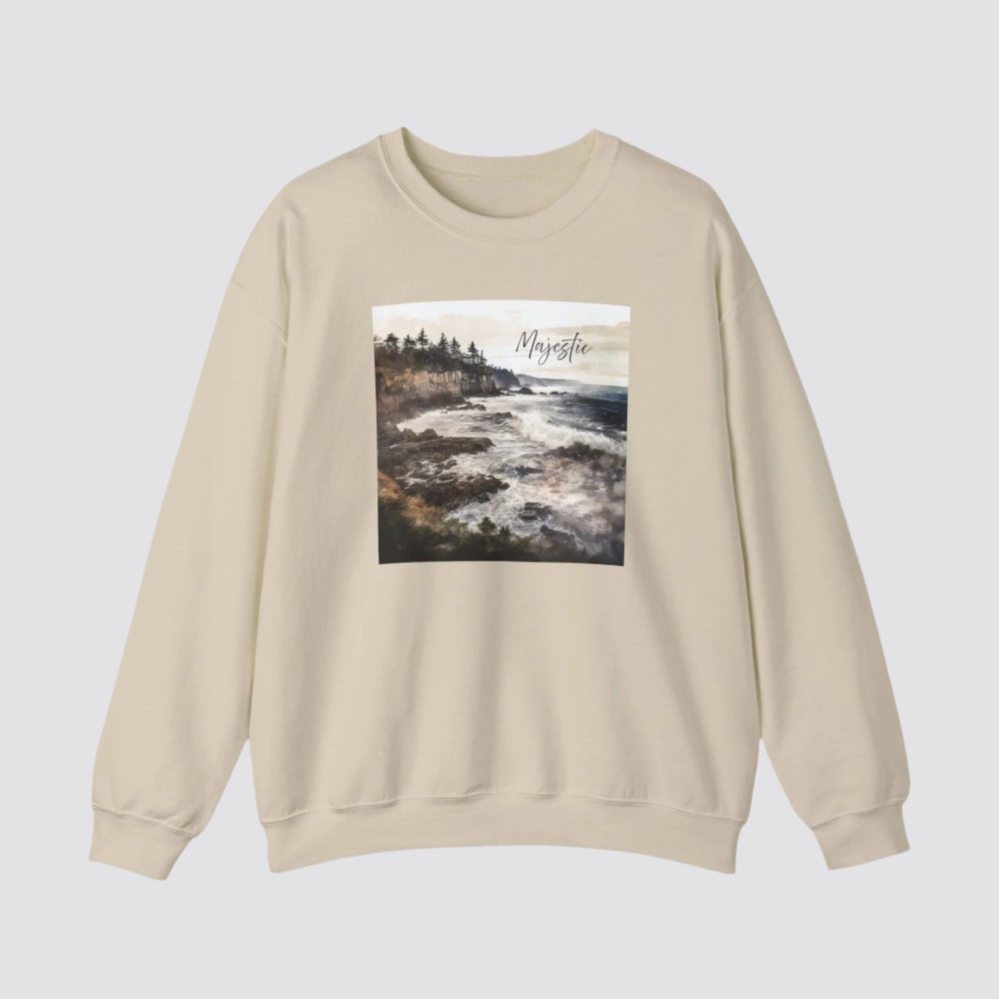 Ocean Wave Majesty Nature-inspired Crewneck Sand