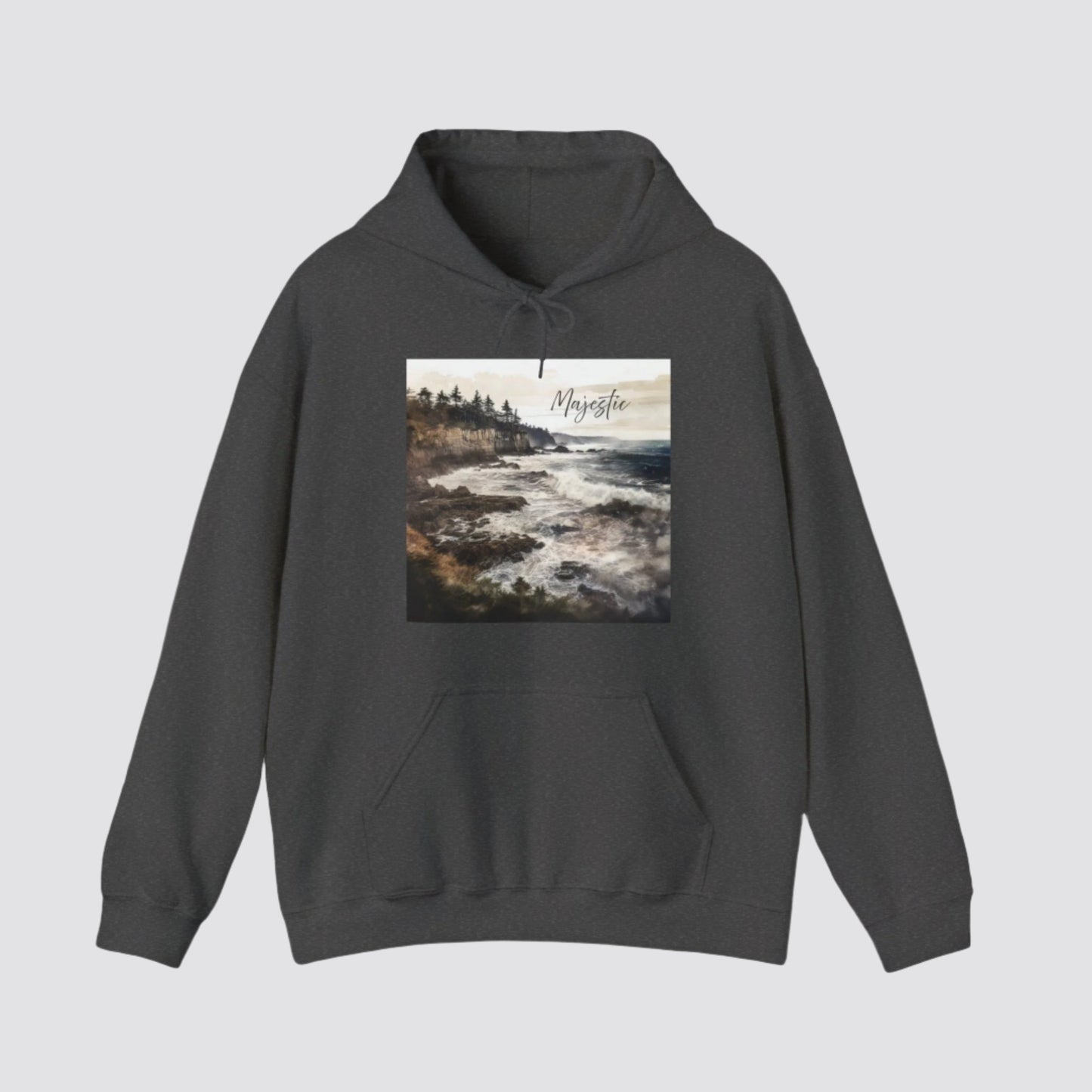 Ocean Wave Majesty Nature-inspired Hooded Dark Heather