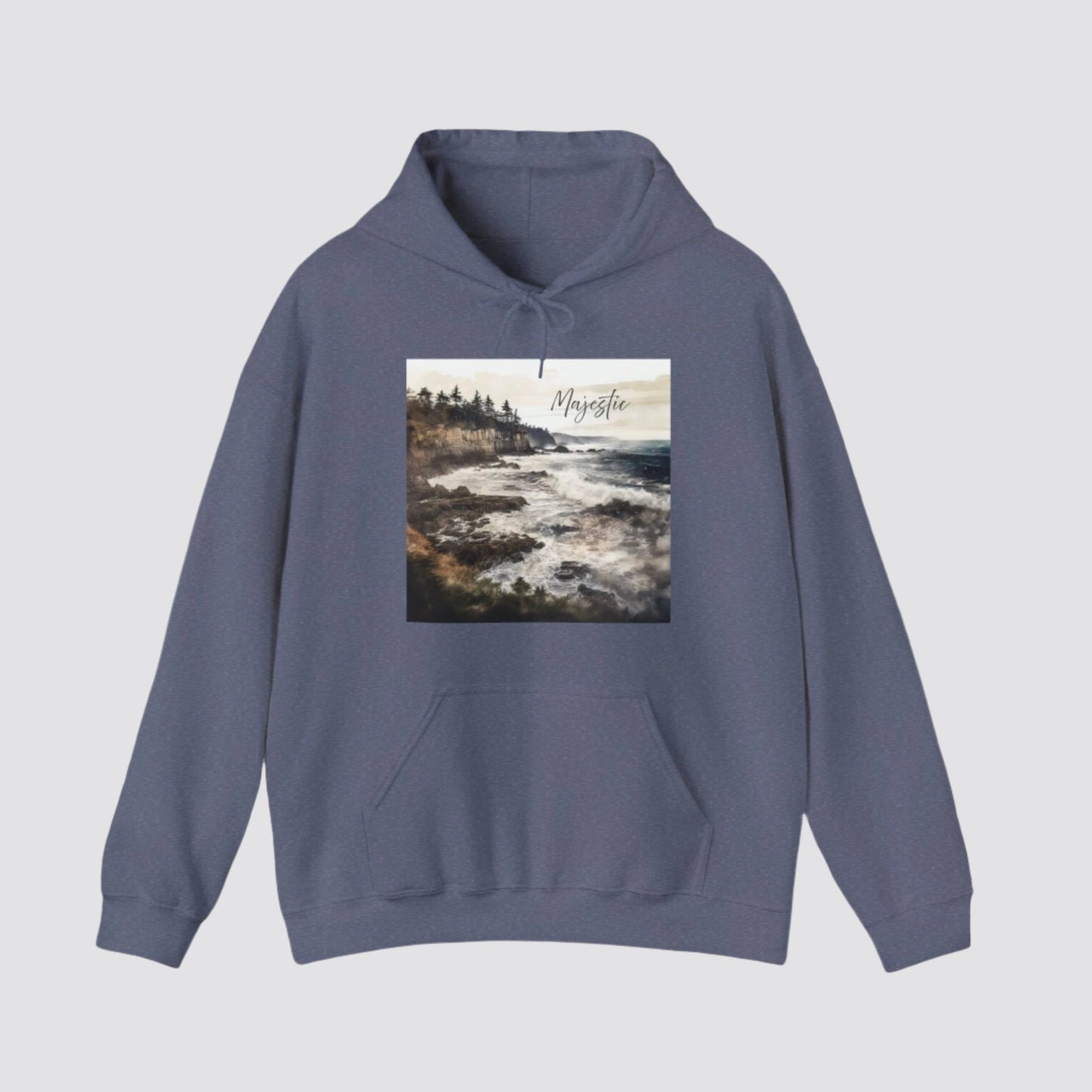 Ocean Wave Majesty Nature-inspired Hooded Heather Navy
