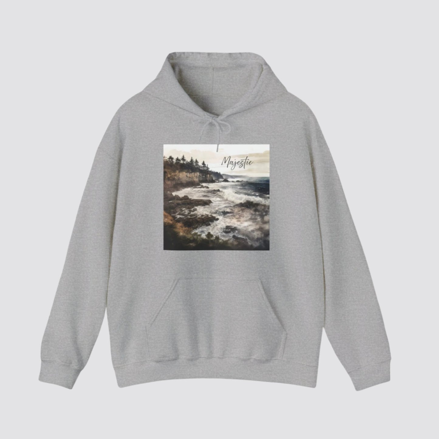 Ocean Wave Majesty Nature-inspired Hooded Sport Grey
