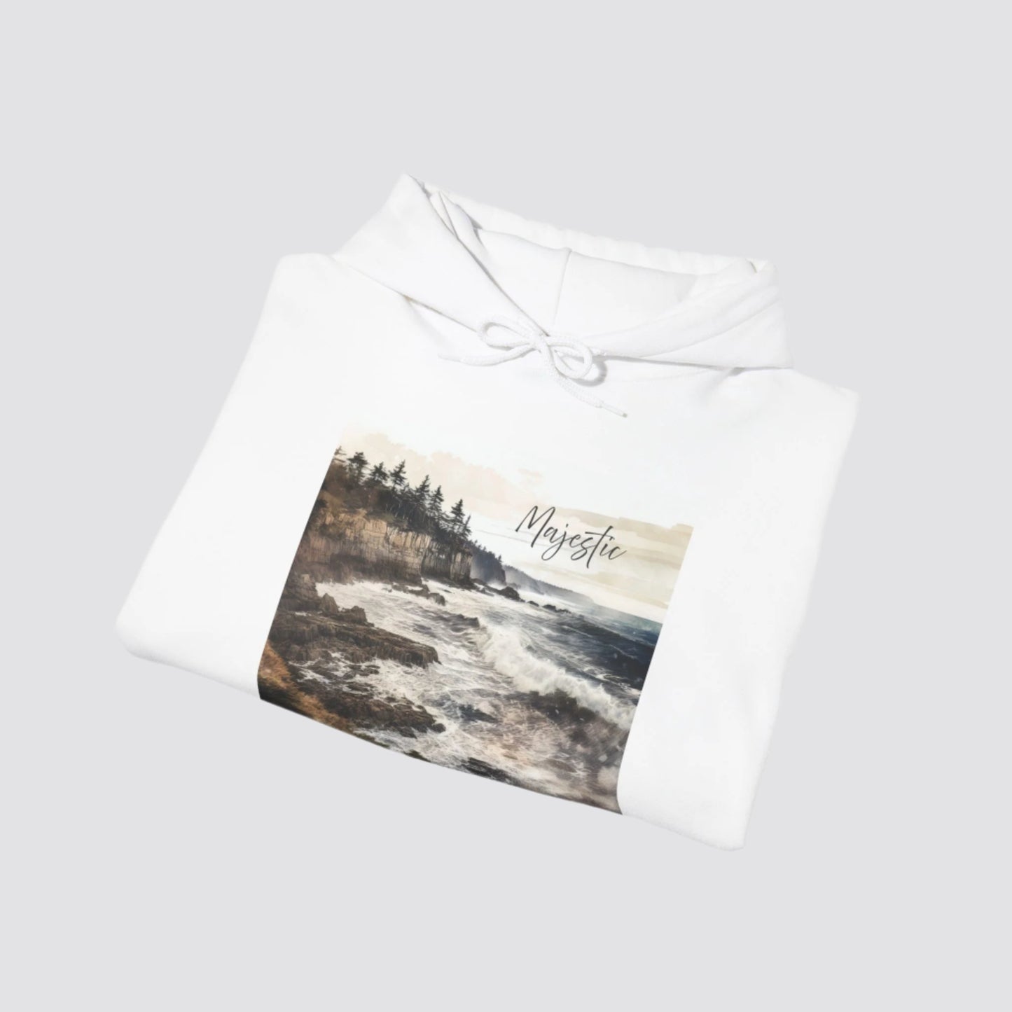 Ocean Wave Majesty Nature-inspired Hooded White - Folded