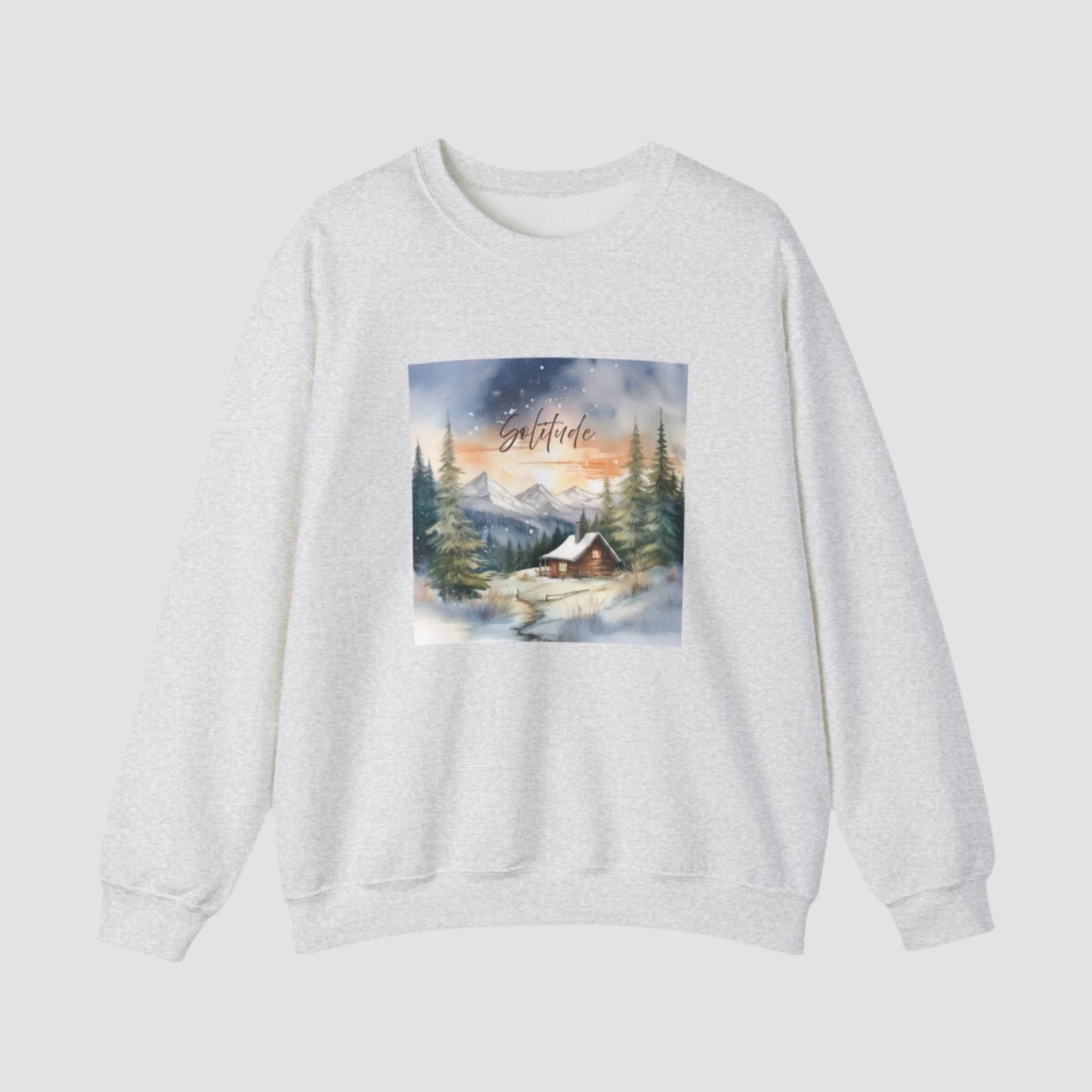 Solitude Cabin Nature-inspired Crewneck Ash