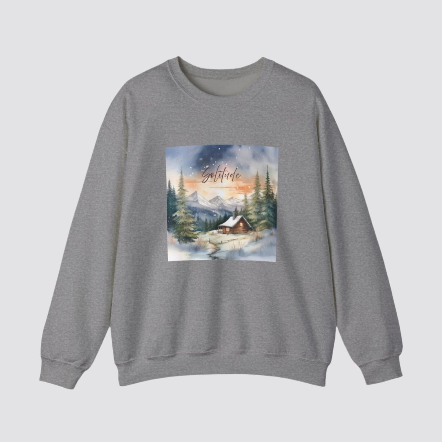 Solitude Cabin Nature-inspired Crewneck Graphite Heather