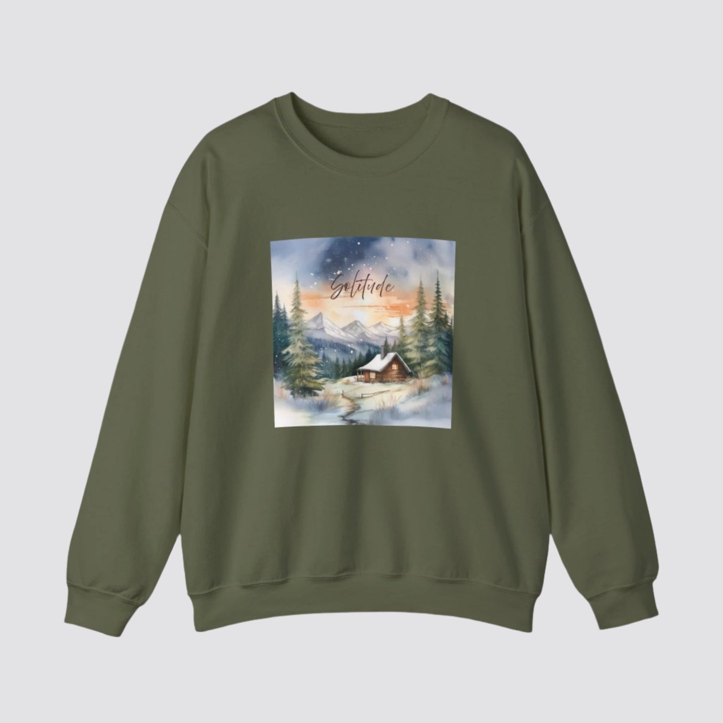 Solitude Cabin Nature-inspired Crewneck Military Green