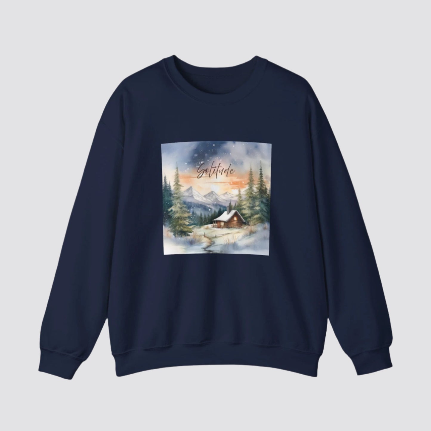 Solitude Cabin Nature-inspired Crewneck Navy